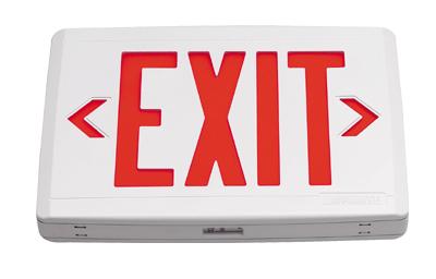 Compac Termoplastic LED Exit, Emergency, Ni-Cad, Universal Face, White Housing, Red Letters, Xtest