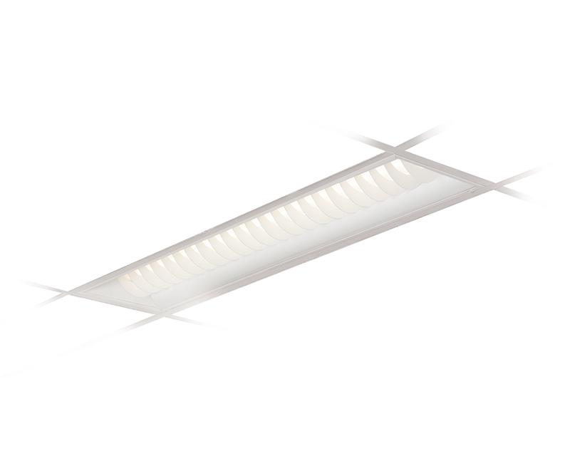 1x4, 1 Lamp F28T5, Wide Distribution, White Radial Louver w/Overlay