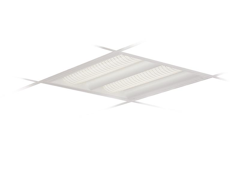 2x2, 2 Lamp CF40, Standard Distribution, Slotted (Linear) Perforated w/White Overlay