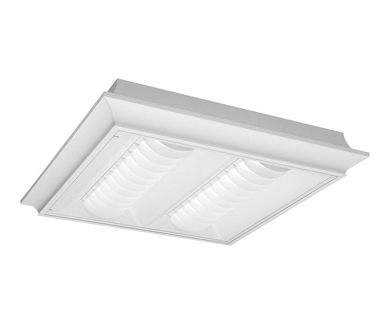 2x2, 2 Lamp CF40, Surface Mount, Standard Distribution, White Radial Louver w/Overlay