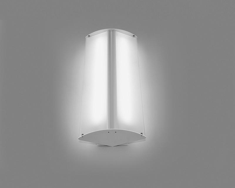 2', 2 Lamp CF40, Sconce w/Frosted Ridged Glass Shield