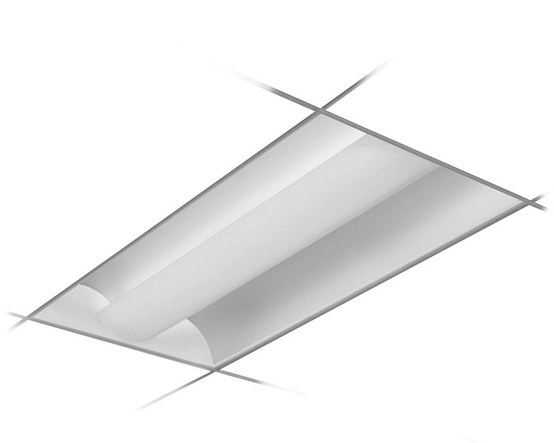 2x4, 2 Lamp F32T8, Metallic Reflector & Perforated Metal Shield w/White Overlay