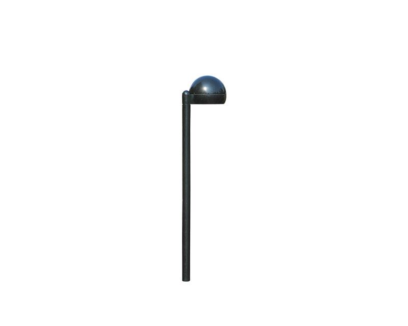 Path Light, Aluminum, Contemporary, Rounded Roof w/ Stake, Black, 20W T3, 12V