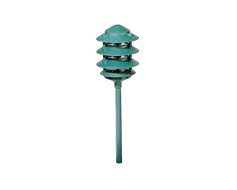 Path Light, Aluminum, 3-Tier Pagoda, Garden Green, 100W A19, 120V