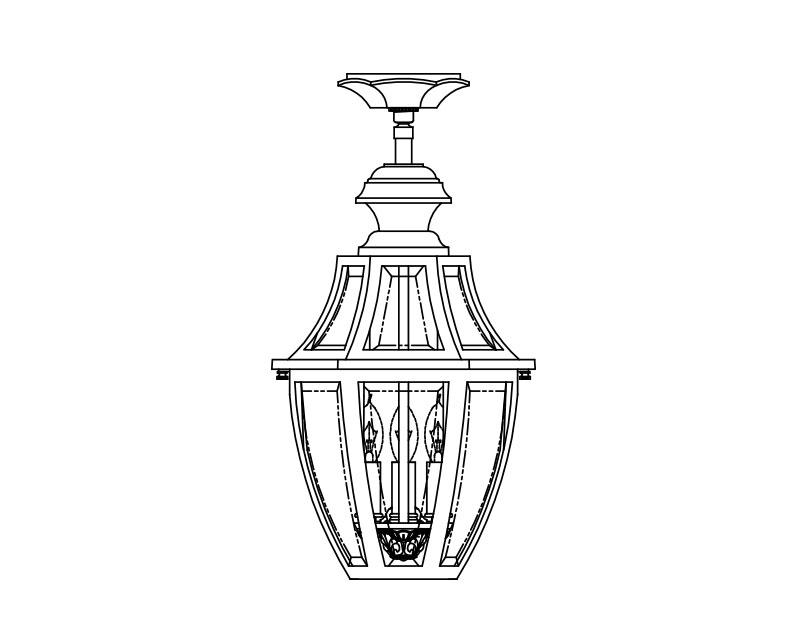 Augusta, Medium, aluminum, Ceiling Mount, Clear glass, (3) 25W B10, 120V