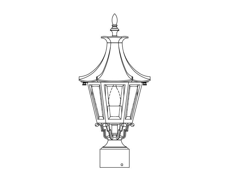 Westminster LE, Small, aluminum, Post Mount, Clear glass, (1) 60W INC, 120V