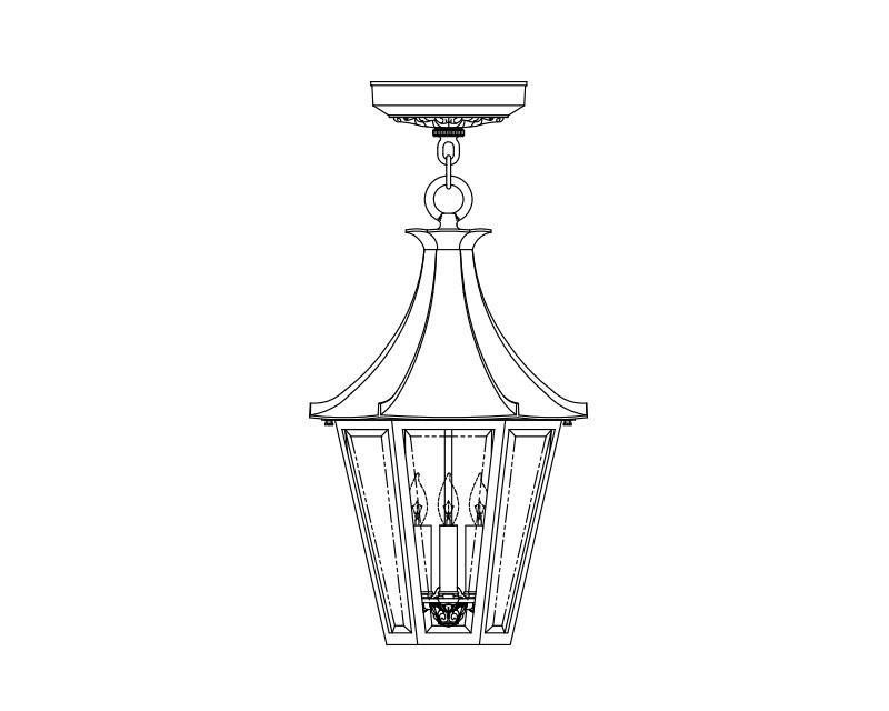 Westminster LE, Large, aluminum, Ceiling Mount, Clear glass, (4) 25W B10, 120V