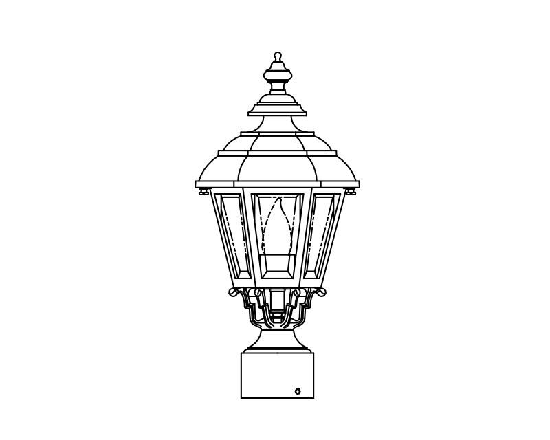 Jamestown, Small, aluminum, Post Mount, Clear glass, (1) 60W INC, 120V