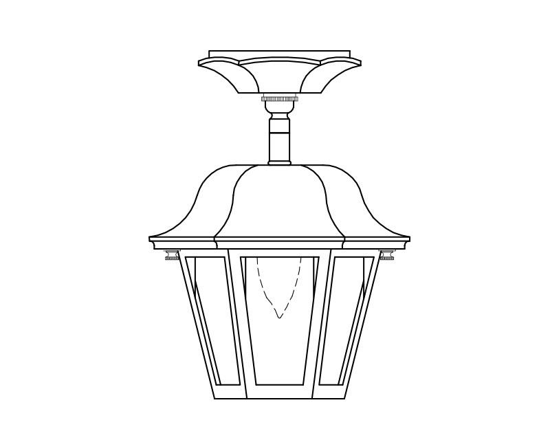 Manor, Small, aluminum, Ceiling Mount, Clear acrylic, (1) 60W INC, 120V