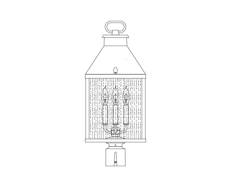 Cape Cod, Large, aluminum Post Mount, Clear acrylic, (4) 25W B10, 120V