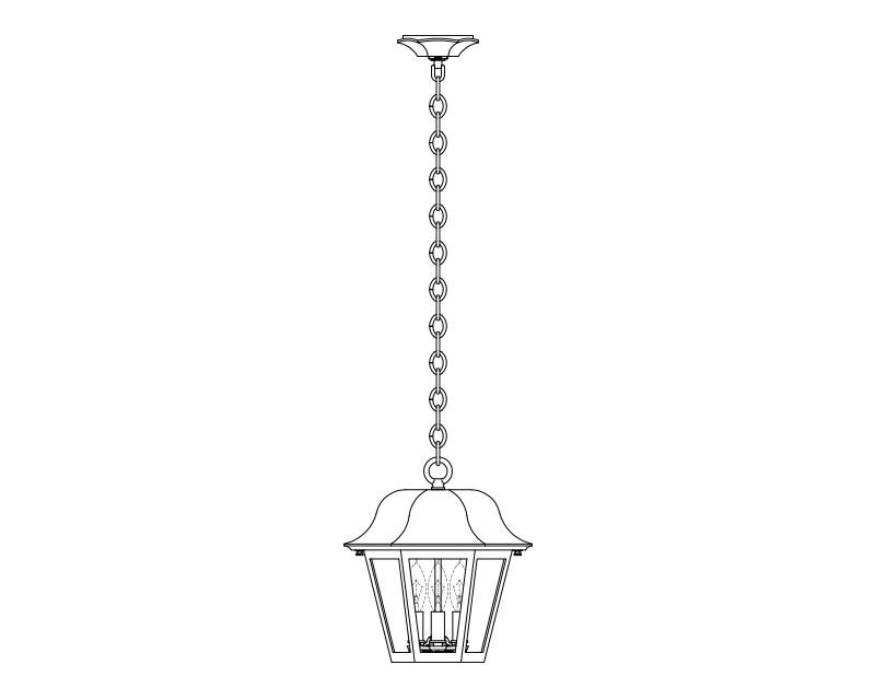 Manor, Medium, aluminum, Ceiling Mount, Clear acrylic, chain, (1) 100W INC, 120V