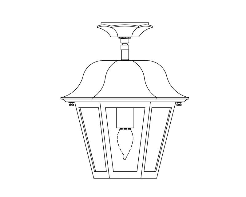 Manor, Medium, aluminum, Ceiling Mount, Clear acrylic, (1) 100W INC, 120V