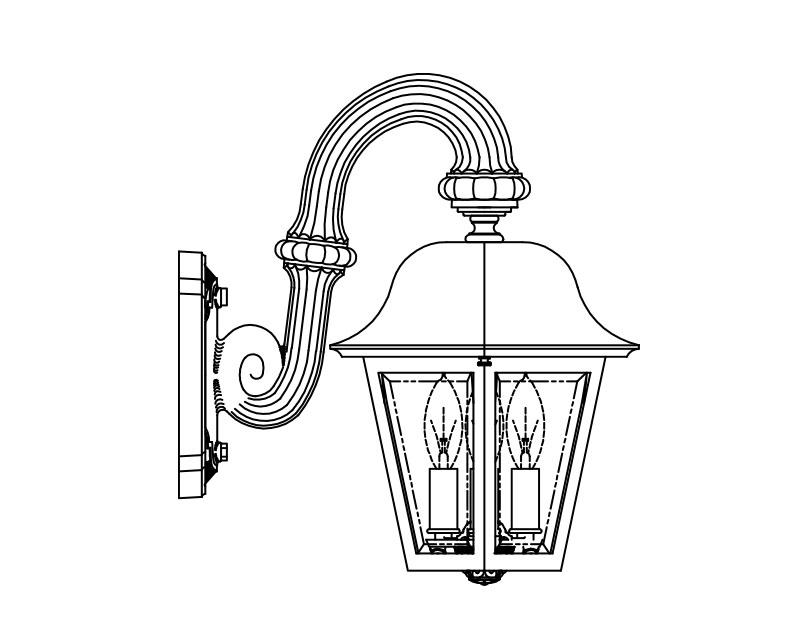 Manor, Medium, aluminum, Wall Mount, Clear acrylic, (3) 25W B10, 120V