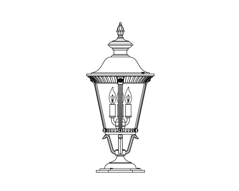 Stockholm, Small, aluminum, Pier Mount, Clear acrylic, (3) 25W B10, 120V