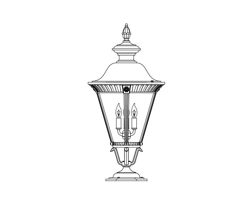 Stockholm, Medium, aluminum, Pier Mount, Clear acrylic, (4) 25W B10, 120V