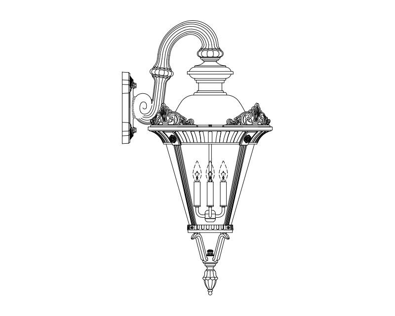 Stockholm, Large, aluminum, Wall Mount, Clear acrylic, (4) 60W B10, 120V