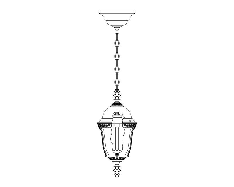 Milano, Small Fluorescent, aluminum, Ceiling Mount, chain, Clear glass, (1) 42W CFL, 120V