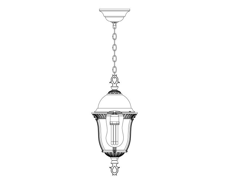 Milano, Medium Fluorescent, aluminum, Ceiling Mount, chain, Clear glass, (1) 42W CFL, 120V