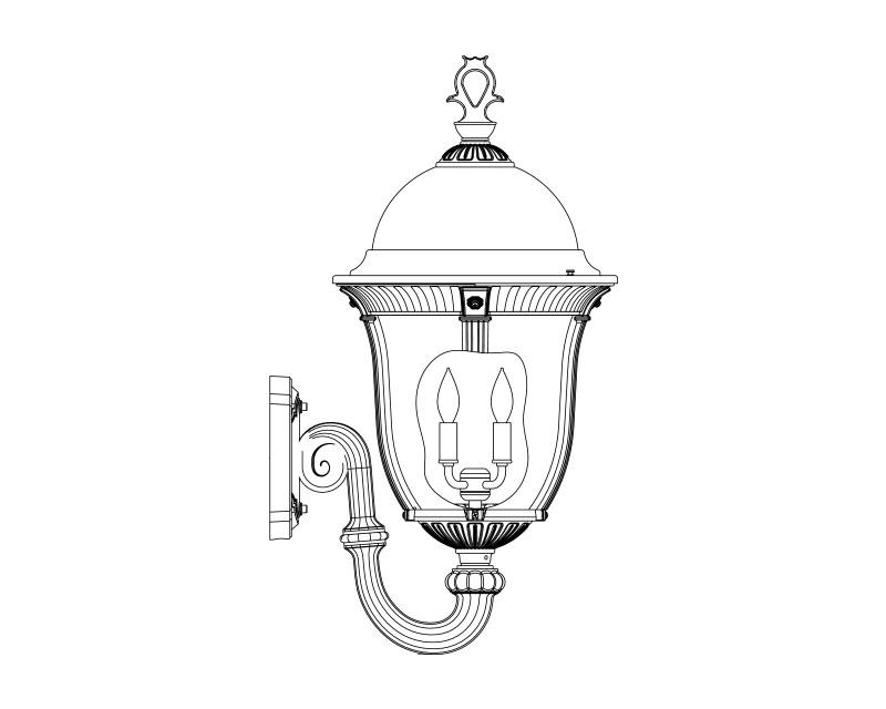 Milano, Large, aluminum, Wall Mount, Clear glass, (4) 25W B10, 120V