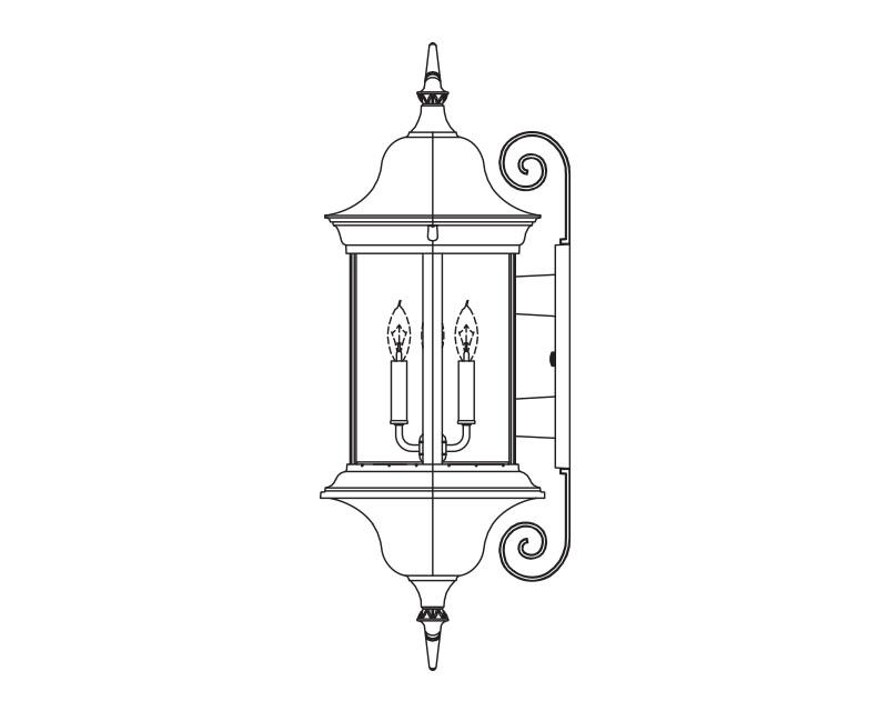 Manor Signature, Large, aluminum, Wall Mount, Clear acrylic, (4) 25W B10, 120V