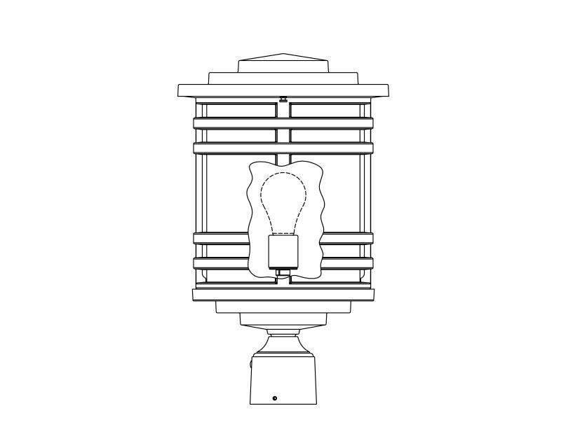 Aerial, Medium, aluminum, Post Mount, opal acrylic, (1) 150W INC, 120V