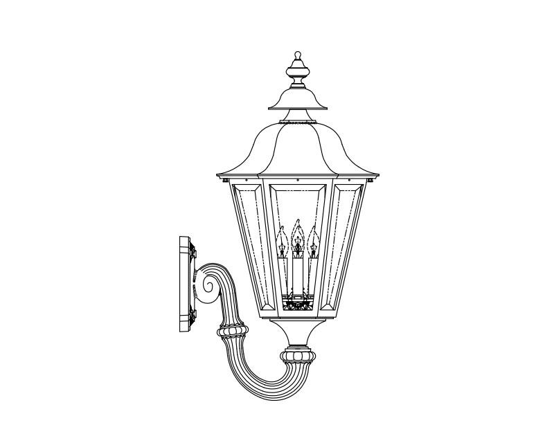 Manor, Large, aluminum, Wall Mount, Clear acrylic, (4) 25W B10, 120V