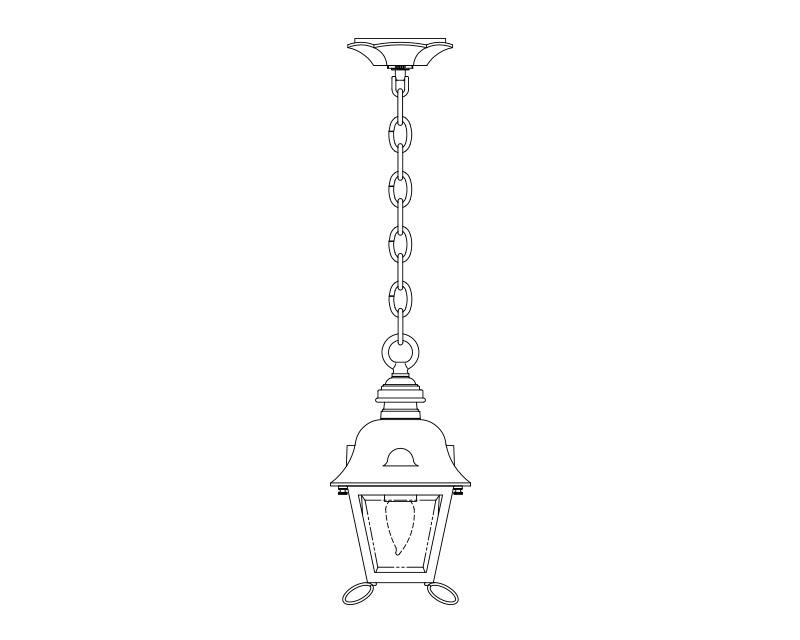 Jefferson Signature, Small, aluminum, Ceiling Mount, chain, Clear glass, (1) 60W INC, 120V