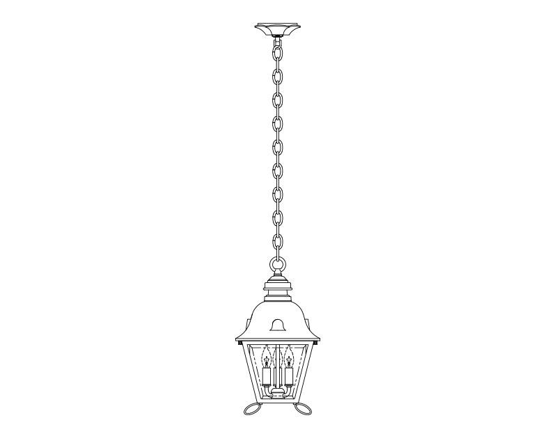 Jefferson Signature, Medium, aluminum, Ceiling Mount, chain, Clear glass, (3) 25W B10, 120V