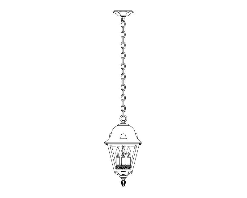 Jefferson, Medium, aluminum, Ceiling Mount, chain, Clear glass, (3) 25W B10, 120V