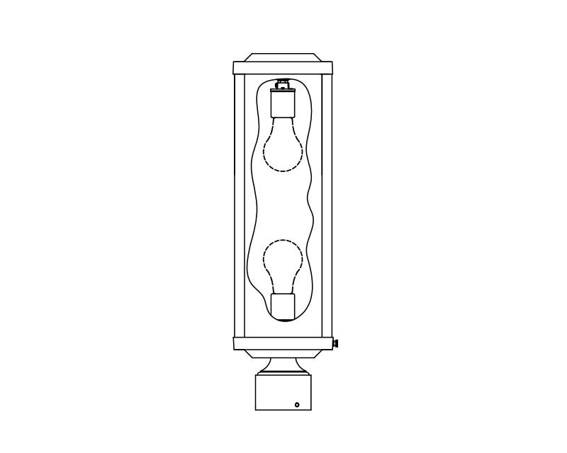 Gemini, Medium, aluminum, Post Mount, opal acrylic, (2) 75W INC, 120V