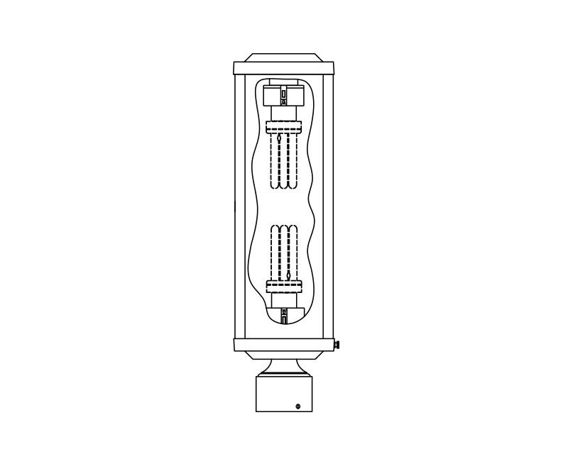 Gemini, Medium Fluorescent, aluminum, Post Mount, opal acrylic, (1) 26W CFL, 120V