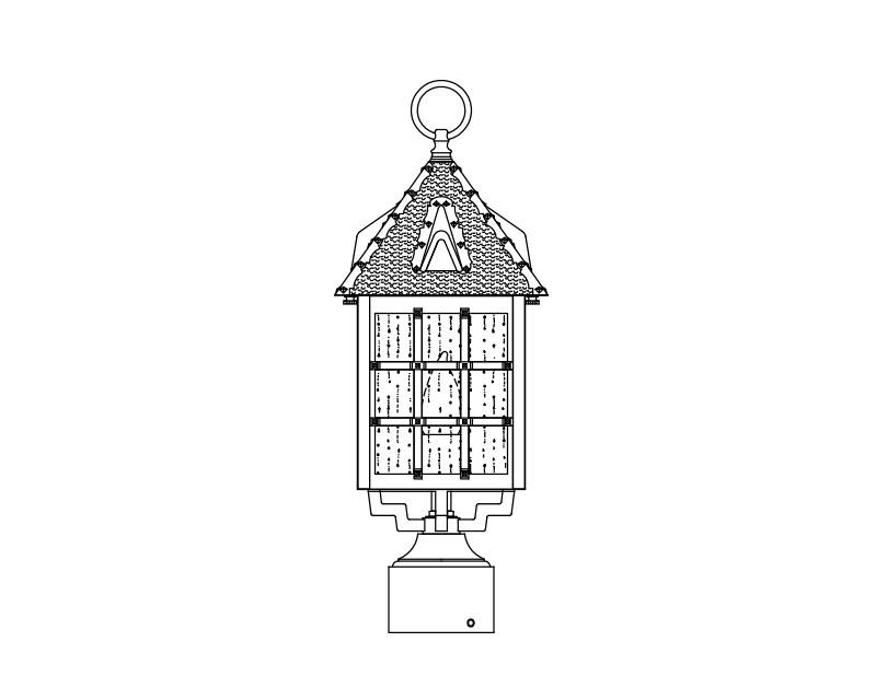 Abington Signature, Small, aluminum, Post Mount, Clear acrylic, (1) 60W INC, 120V