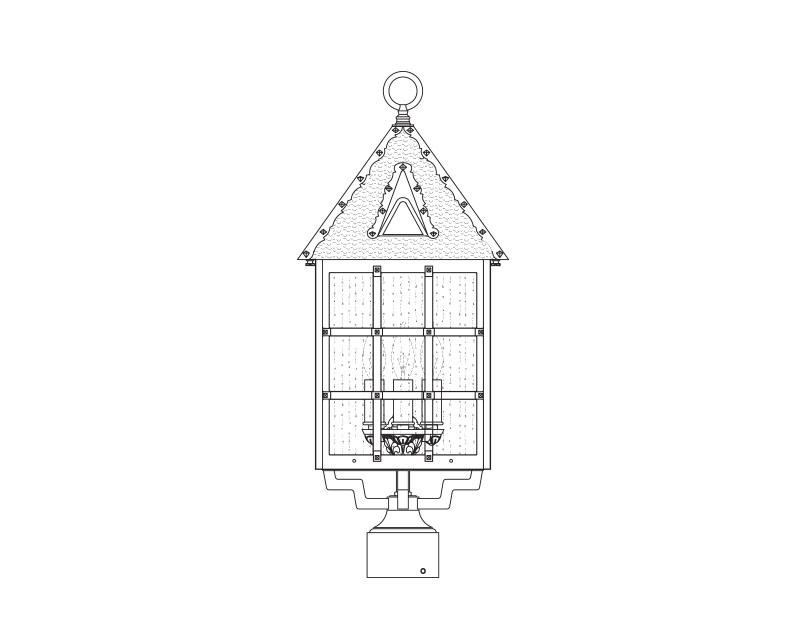 Abington Signature, Large, aluminum, Post Mount, Clear acrylic, (3) 25W B10, 120V