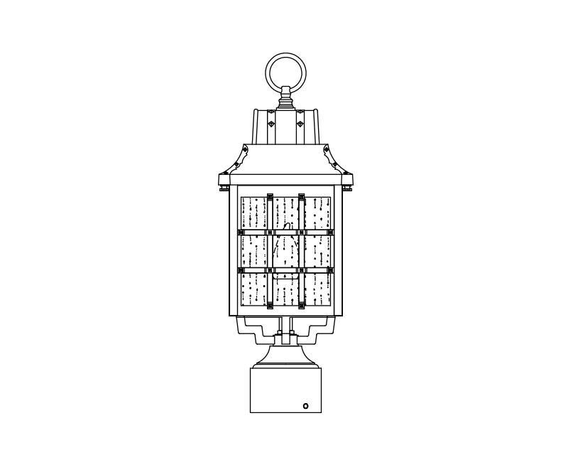 Revere Signature, Small, aluminum, Post Mount,Clear acrylic,  (1) 60W INC, 120V