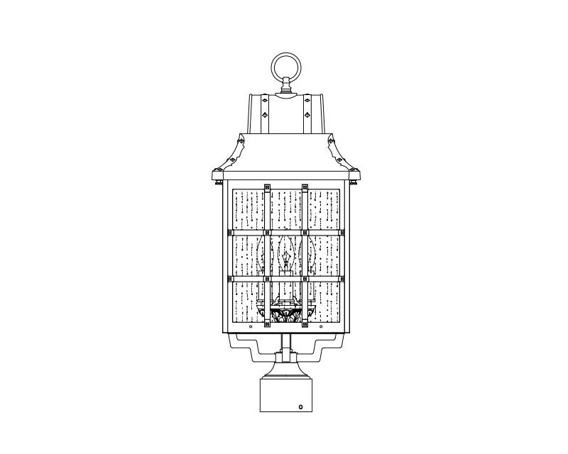 Revere Signature, Large, aluminum, Post Mount, Clear acrylic, (3) 25W B10, 120V