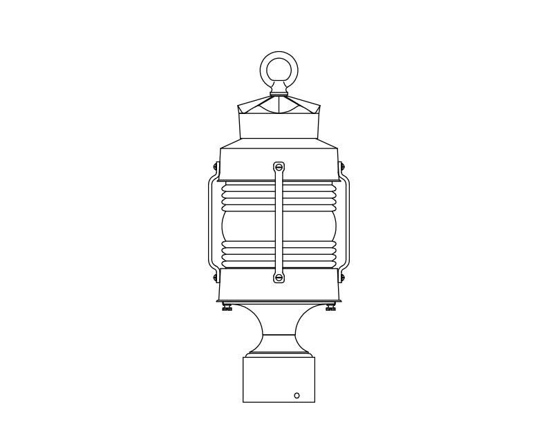 Avalon, Large, aluminum, Post Mount, Clear polycarbonate, (1) 100W INC, 120V