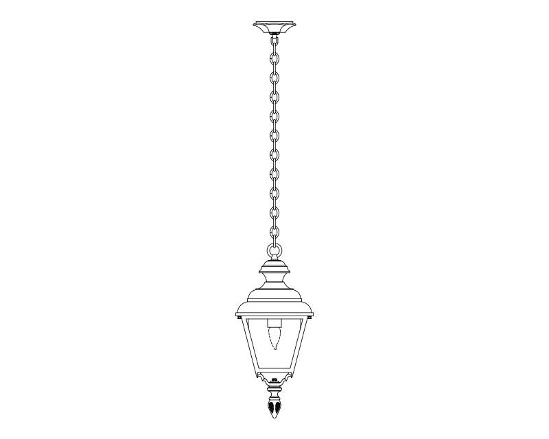 Value Line (4 Sided), Medium, aluminum, Ceiling Mount, chain, Clear acrylic, (1) 100W INC, 120V