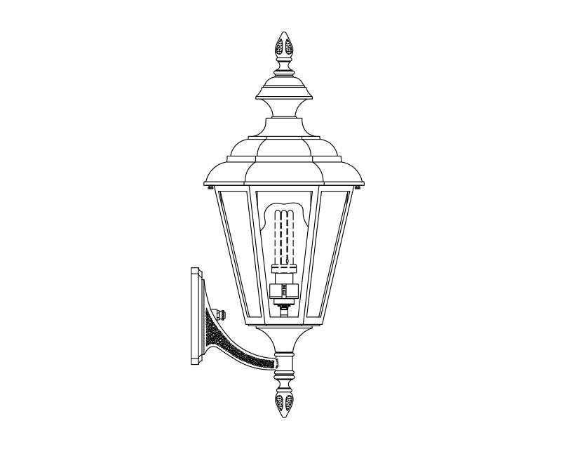 Value Line (6 Sided), Large Fluorescent, aluminum, Wall Mount, opal acrylic, (1) 42W CFL, 120V