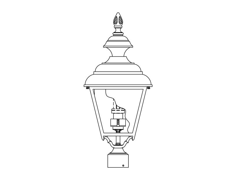 Value Line (4 Sided), Large Fluorescent, aluminum, Post Mount, opal acrylic, (1) 42W CFL, 120V