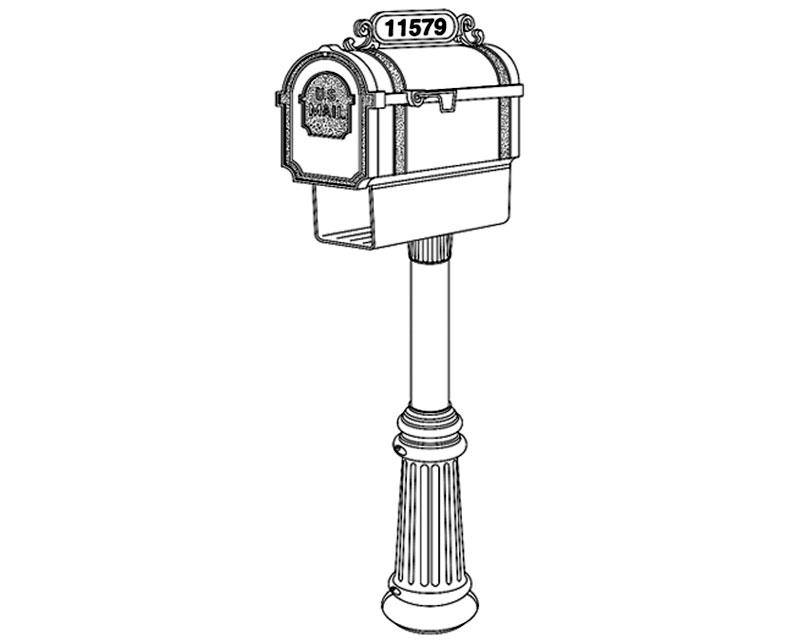 Pine Valley, cast aluminum, with news holder, post mount