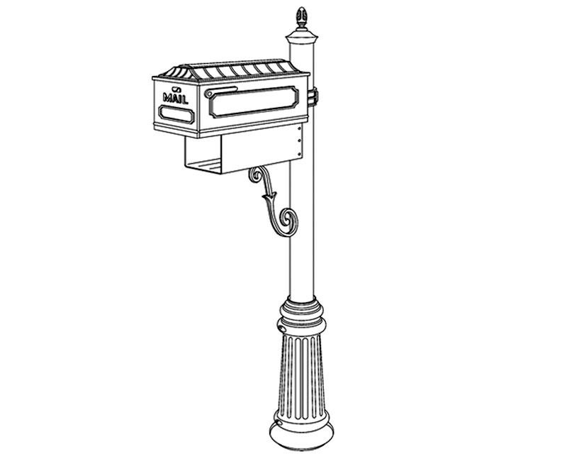 Muirfield Village, cast aluminum, with news holder, post mount