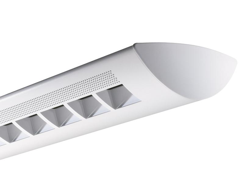 Centris Suspended Fluorescent, 1L T5HO Direct/Indirect, Solid Baffle - Round Perf Housing