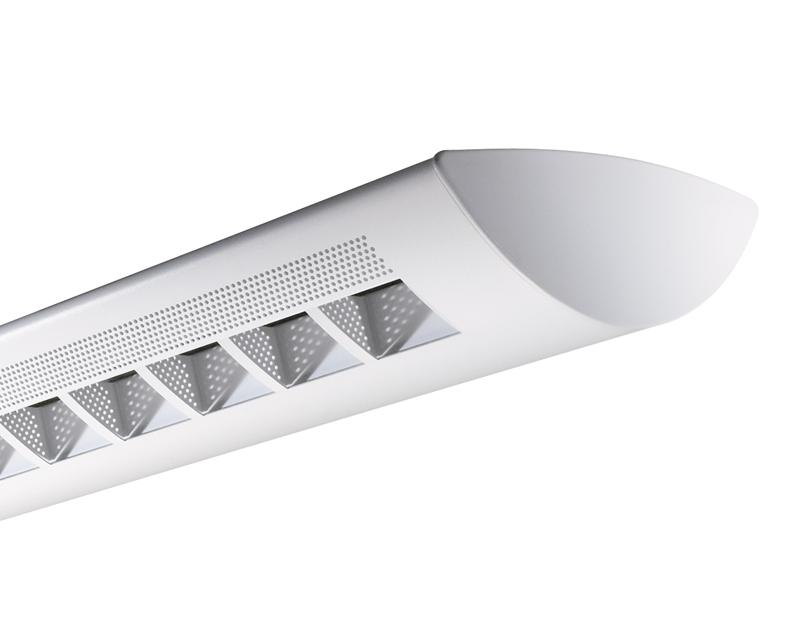 Centris Suspended Fluorescent, 1L T5HO Direct/Indirect, Round Perf Baffle - Round Perf Housing