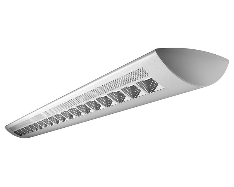 Centris Suspended Fluorescent, 1L T5HO Direct/Indirect, Round Perf Baffle - Slot Perf Housing