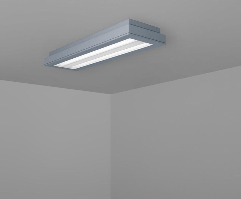 Voice Surface 1'x4' Fluorescent, 1L T5 (28W) Direct, Acrylic MesoOptics Lens with Perf Ridge