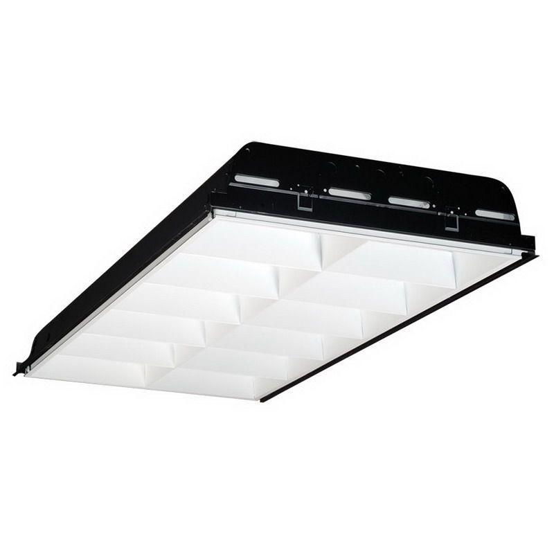 2' x 4' Recessed Fluorescent, High Performance White Louver, 2 Lamp T8 Air Handling