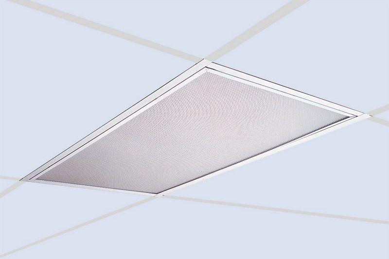 2' x 4' Recessed IC rated Fluorescent, Static with 2 T8 32 watt lamps with vigin acrylic lens and flat aluminum door frame