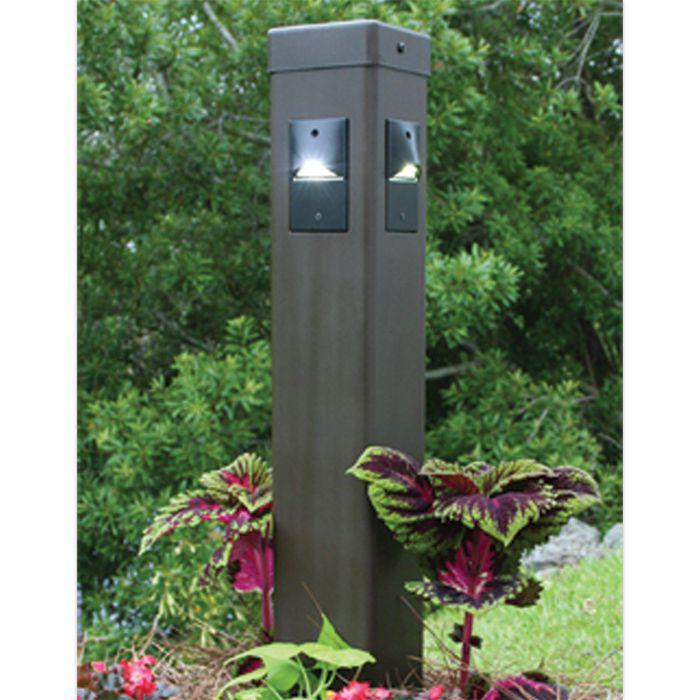 LP Series Bollard, Bronze, Anchor Base, One Luminaire @ 90 Degrees, 120 V