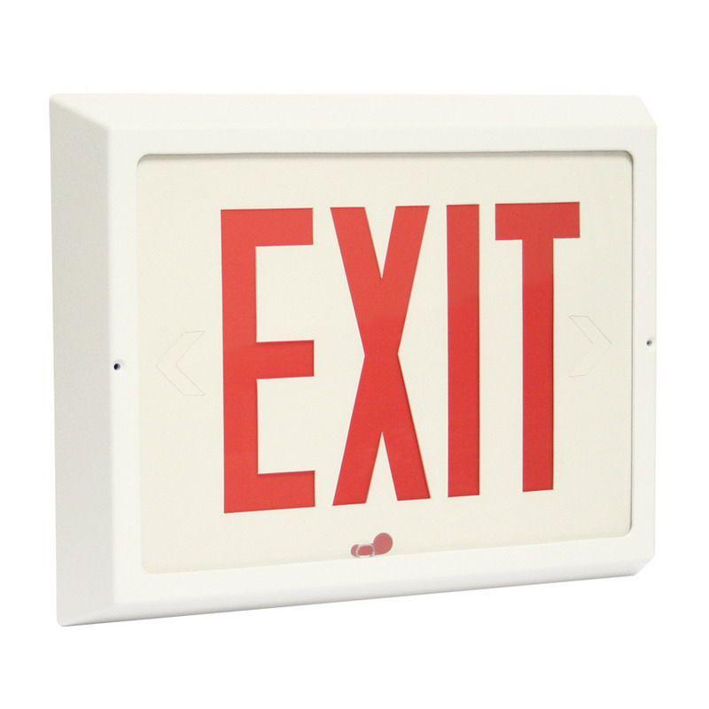 LS2 Series, AC Only, White Frame, Aluminum Stencil, Red Letters, 277 VAC Two Circuit