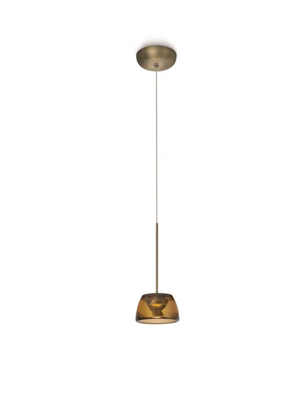 Philips Clario 1-Light LED Pendant in Brushed Bronze Finish with amber glass